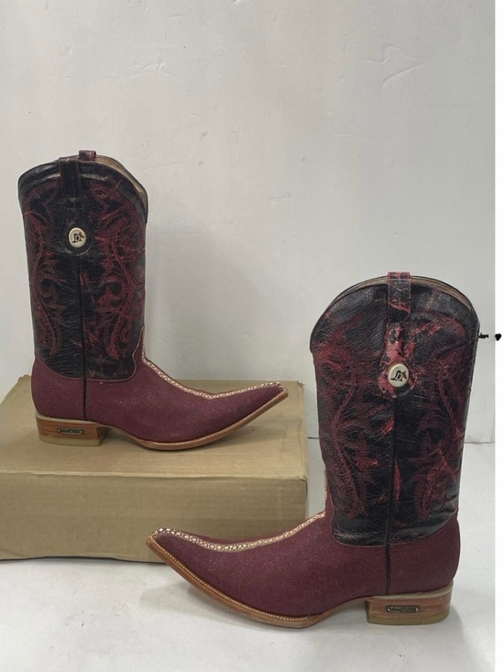 Mens Stingray Print Leather Cowboy Boots Pointed toe Punta Chihuahua style mx 31